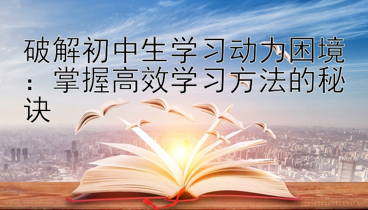 破解初中生学习动力困境：掌握高效学习方法的秘诀