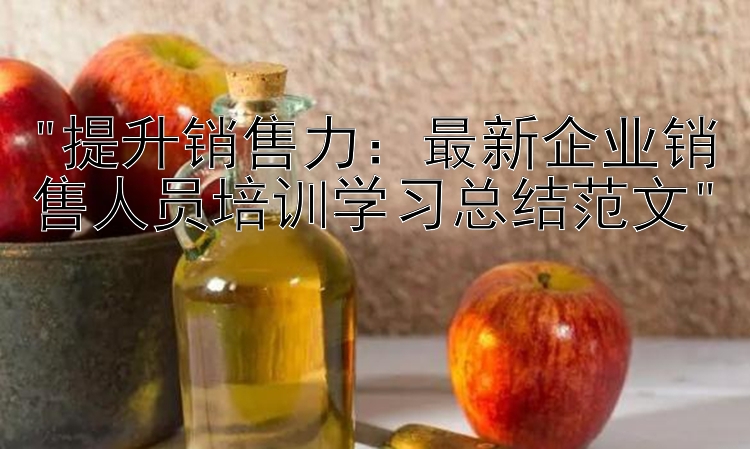 提升销售力：最新企业销售人员培训学习总结范文