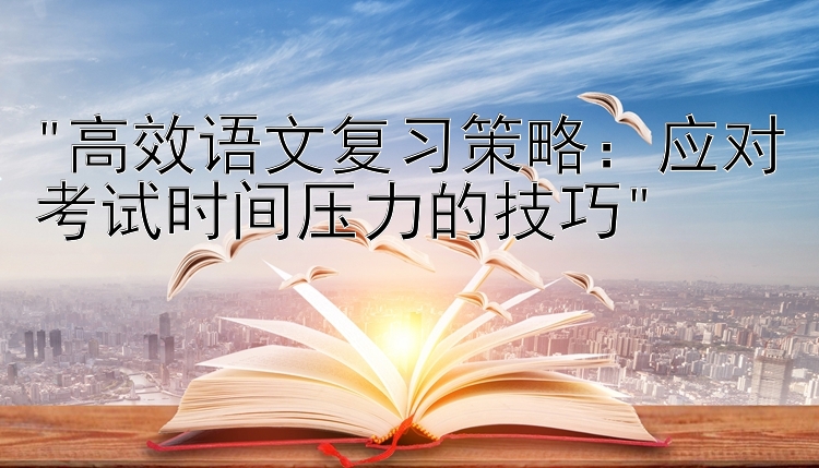 高效语文复习策略：应对考试时间压力的技巧