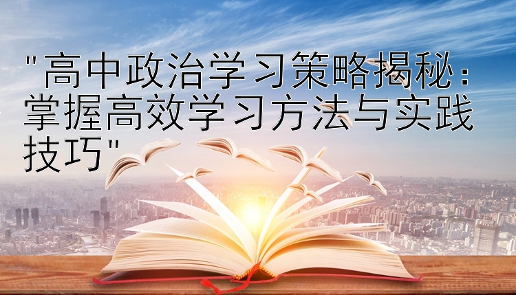 高中政治学习策略揭秘：掌握高效学习方法与实践技巧