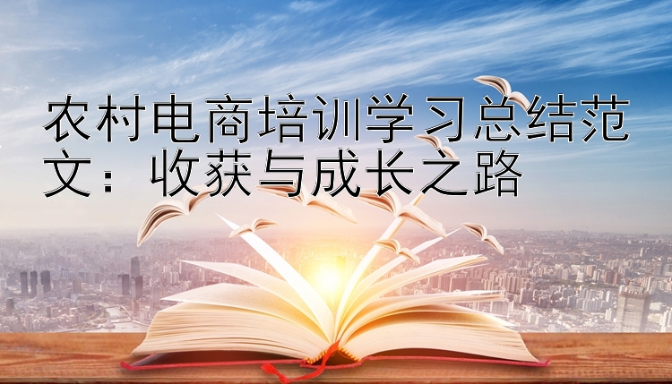 农村电商培训学习总结范文：收获与成长之路